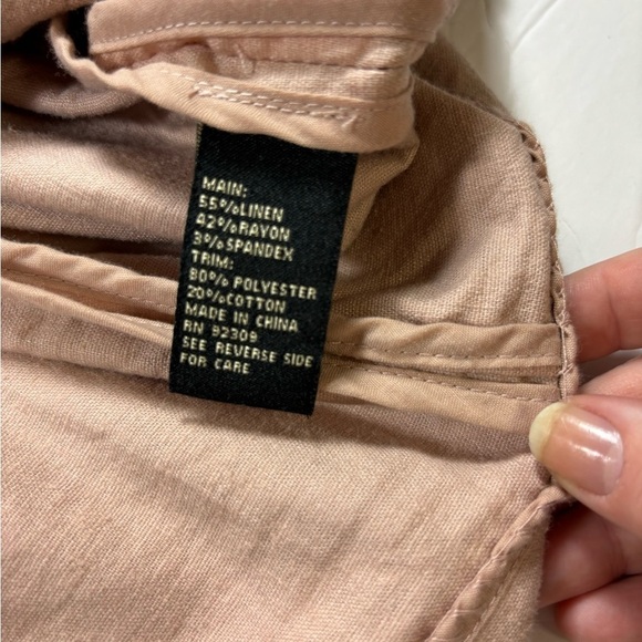 Diane Gilman DG2 Linen Blend Boyfriend Blazer Peach Plus Size 1X Relaxed Stretch - Picture 4 of 9